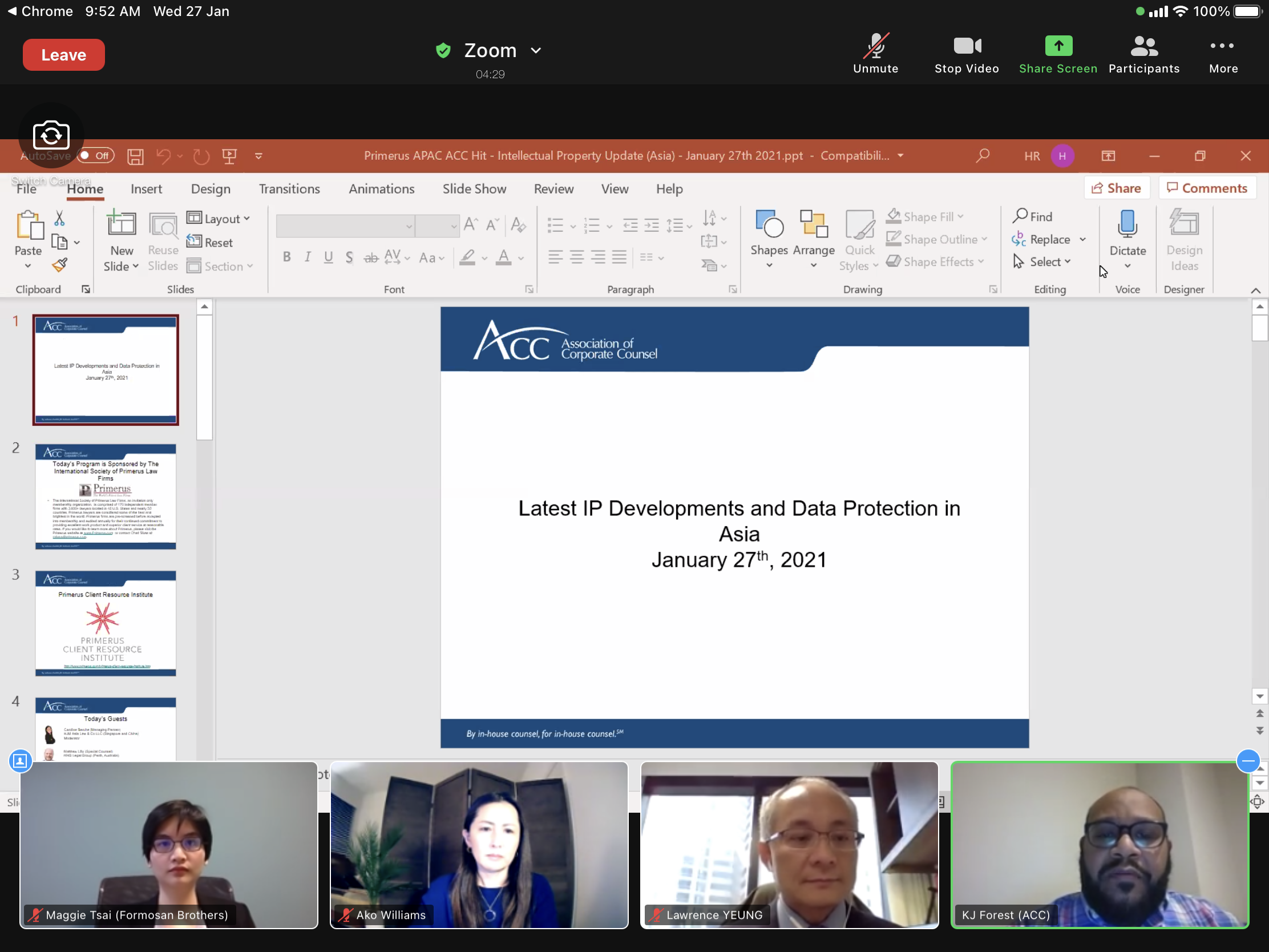 Mr Dominic Wai and Mr Lawrence Yeung co-presented in a webinar for the Association of Corporate Counsel on latest IP developments and data protection in Asia