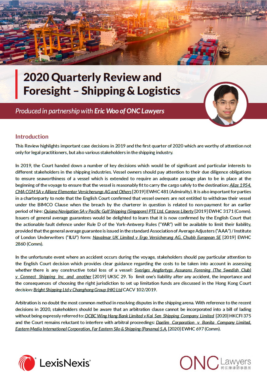 2020 Quarterly Review and Foresight – Shipping & Logistics