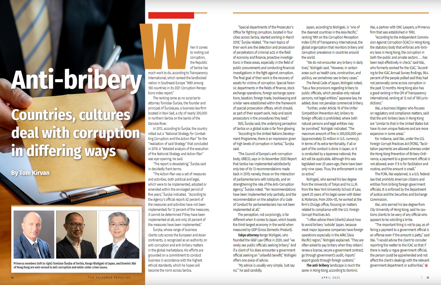 Mr Dominic Wai was interviewed by Paradigm on anti-bribery in Hong Kong