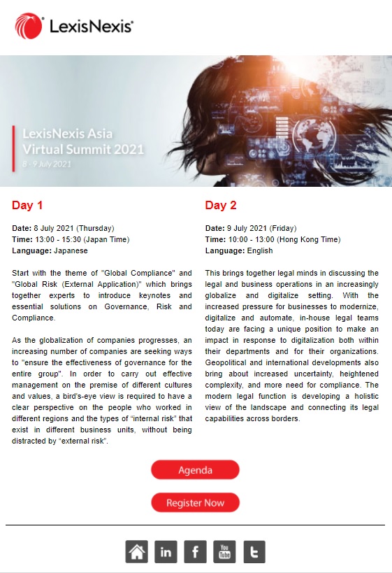 Mr Dominic Wai will be a panel speaker for the “LexisNexis Asia Virtual Summit 2021”